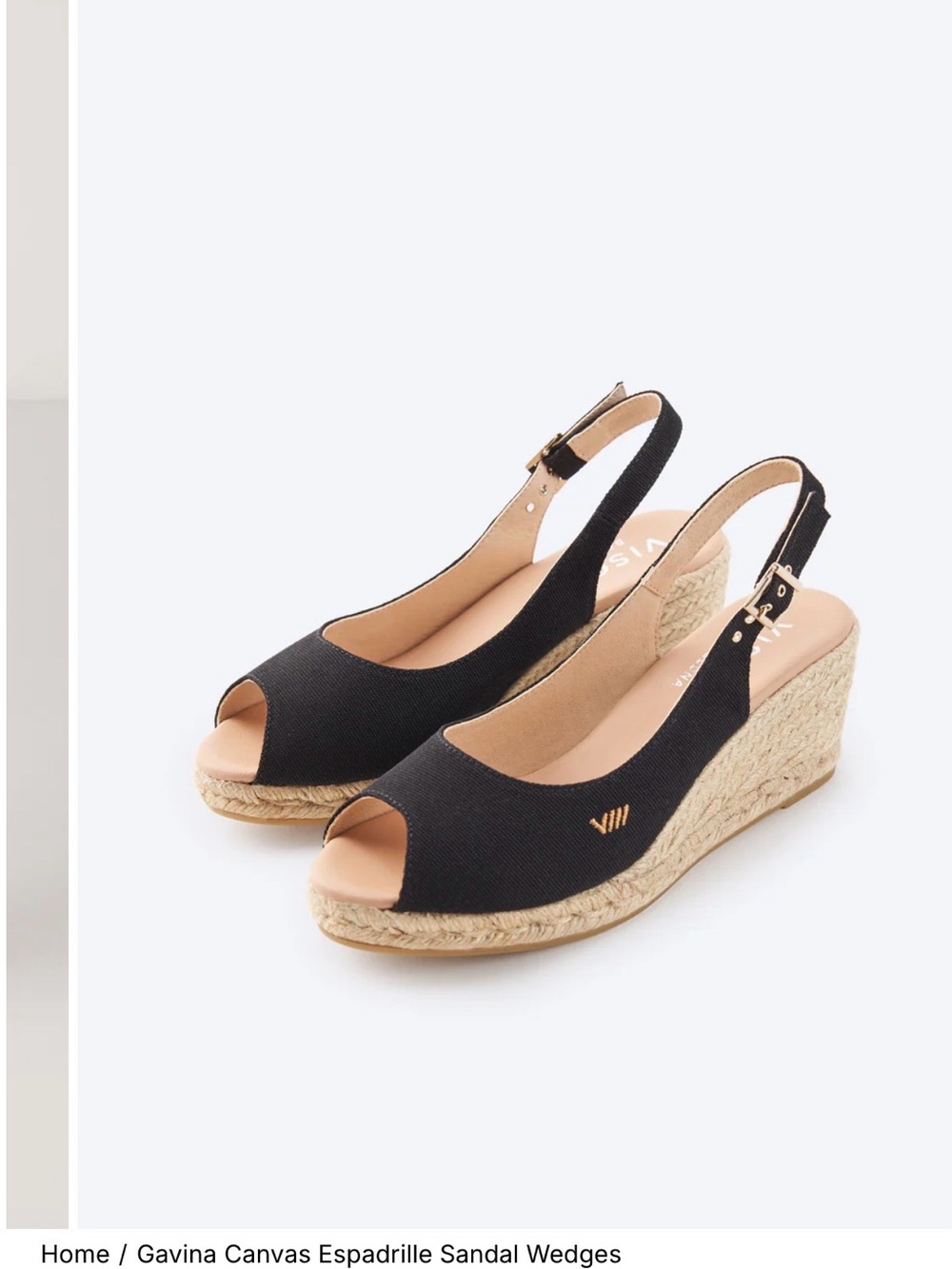 Viscata Black Espadrille Wedge Slingback Sandals - Women Made in Barcelona